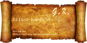 Gilicz Karád névjegykártya